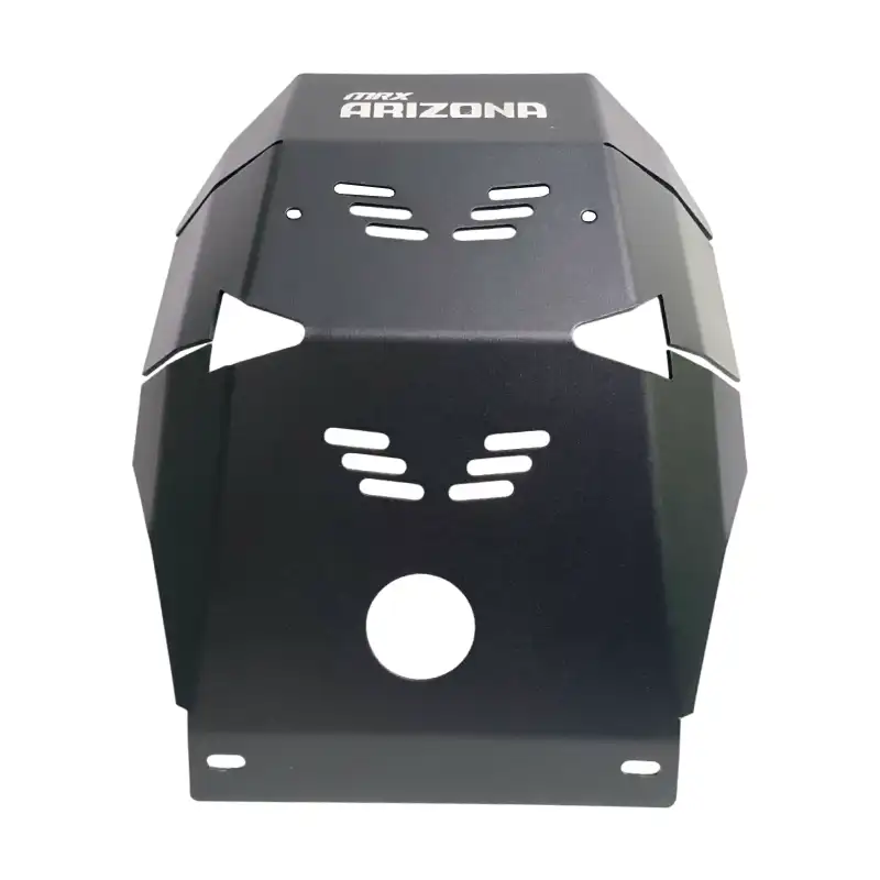 Pechera Cubre Cárter para Victory MRX Arizona negra | Vista frontal del Protector de Motor Pechera Cubre Cárter para Victory MRX Arizona negra | Vista frontal del Protector de Motor