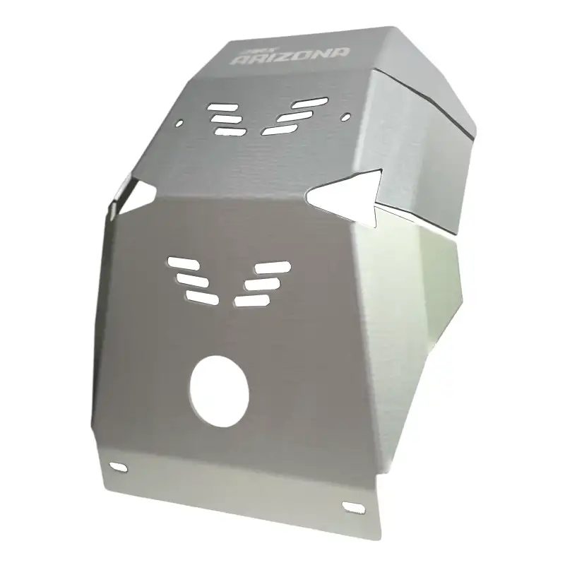 Pechera Cubre Cárter para Victory MRX Arizona gris | Vista lateral del Protector de Motor Pechera Cubre Cárter para Victory MRX Arizona gris | Vista lateral del Protector de Motor