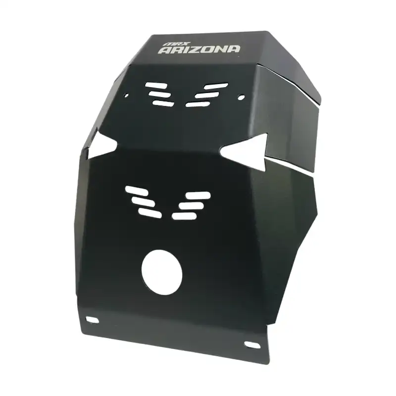 Pechera Cubre Cárter para Victory MRX Arizona negra | Vista lateral del Protector de Motor Pechera Cubre Cárter para Victory MRX Arizona negra | Vista lateral del Protector de Motor